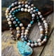 thumbnail image 2 of Pulsera de amatista turquesa blanca de moda europea y americana, collar con colgante de loto de 108 cuentas, 2 of 6