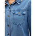 thumbnail image 5 of DARING DIVA Women's Long Sleeve Button Down Shirts Jackets with Pocket M Blue, 5 of 7