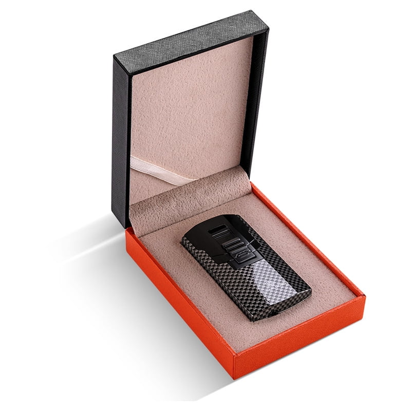 Cigar Lighter Titanium Metal Carbon Fiber Inflatable Windproof Torch Lighter Gift Box