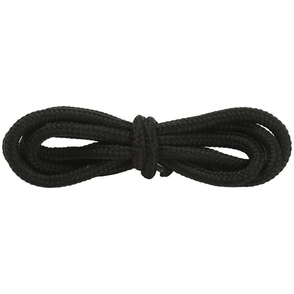 4mm Round Polyester Shoelaces 1/8" Solid Color All Shoe Types 4 Feet Long 1 Pair, Black