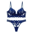 thumbnail image 3 of Ropa interior de encaje bordado con escote en V profundo sexy europeo y americano para mujer, sujetador de traje con fruncido pequeño y pecho grande ultrafino, 3 of 5