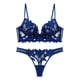 thumbnail image 2 of Ropa interior de encaje bordado con escote en V profundo sexy europeo y americano para mujer, sujetador de traje con fruncido pequeño y pecho grande ultrafino, 2 of 5