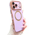thumbnail image 1 of Zonrw Para Iphone 17 Pro Max Funda Magnética Para Mujeres Y Niñas, Marco De Onda Suave Y Lindo, Forma Rizada, Corazón De Amor, Carcasa De Teléfono Con Revestimiento De Lujo, Compatible Con Magsafe A P, 1 of 5