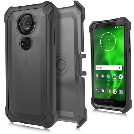 for Moto E5 Play Phone Case 360° Degree Cover Screen Protector Clip Kickstand Holster Crystal Hybrid Shock Bumper