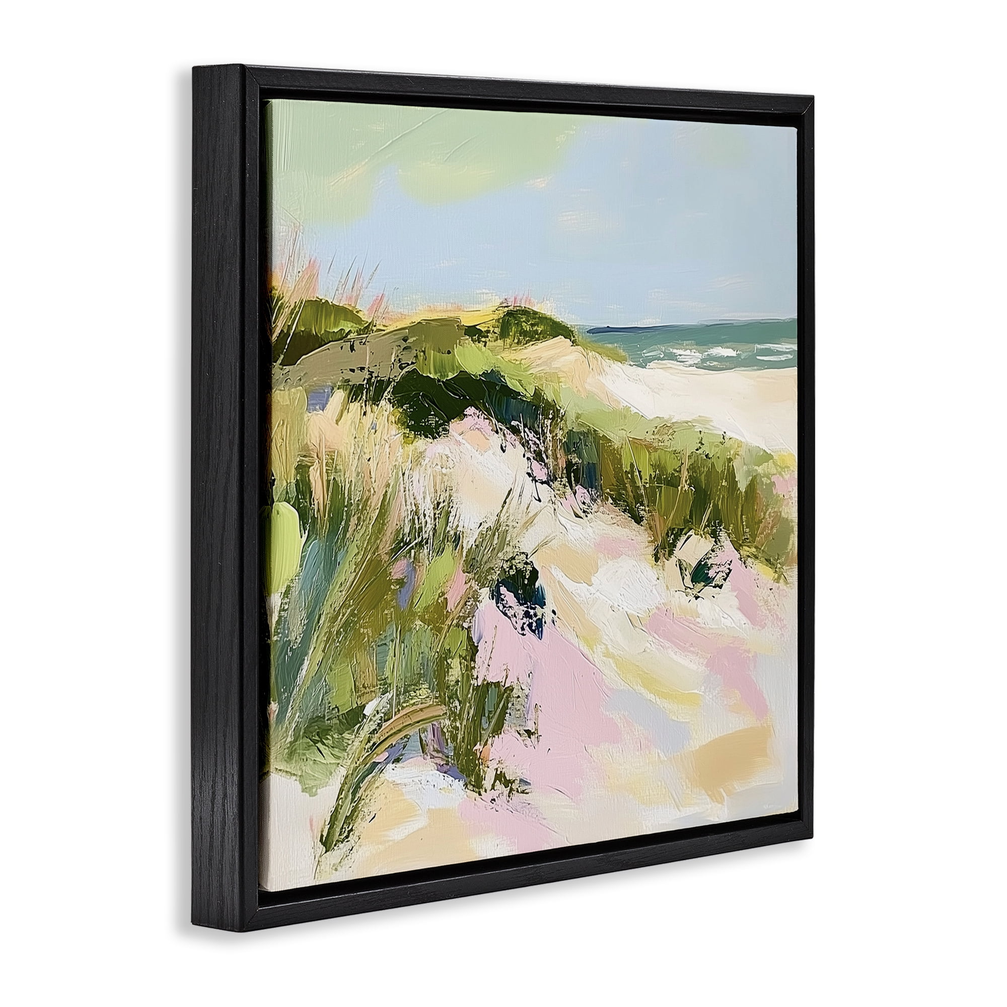 Stupell Industries Pastel Coastal Dunes at Sunrise Black Framed Floater Canvas Wall Art, design by Heidi Kuntz