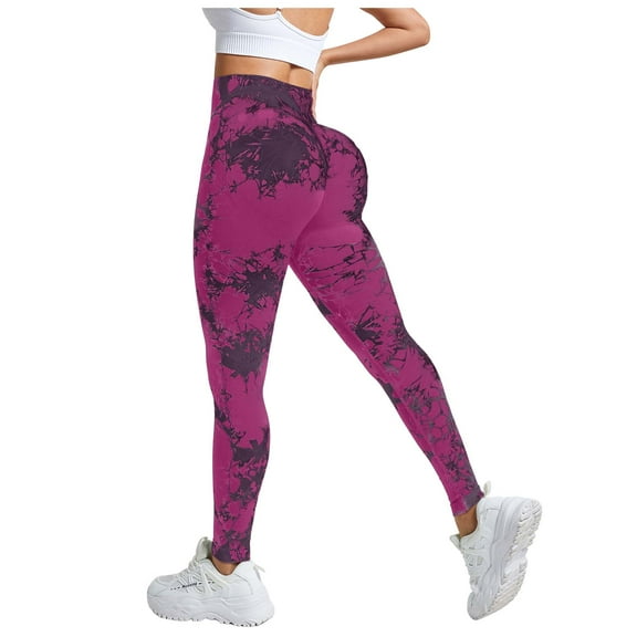 GEWSEY Tie Dye Lifting Leggings for Women Fitness Yoga Seamless Scrunch High Waisted Leggings (, L)