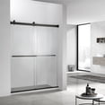 thumbnail image 2 of Vinnova Spezia 64" W x 76" H Double Sliding Frameless Glass Shower Door in Matte Black, 2 of 14