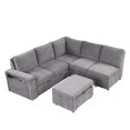thumbnail image 6 of EUROCO 7-Seater Sectional Sofa Couch, 90.6" Modular Sleeper Sofa with Pull Out Bed, L-Shaped Sectional Couch with Storage,USB Ports,Cup Holders and Movable Ottoman for Apartment, Living Room, 6 of 7