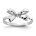 thumbnail image 1 of Solid 14k White Gold .02ct. Diamond Bow Ring Band with CZ Cubic Zirconia Size 6.5 (Width = 2mm ), 1 of 4
