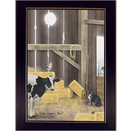 JERFIT Billy Jacobs "Uncle Sammys Barn" Framed Wall Art Print, Modern Multicolor Farmhouse Decor, Ready to Hang, Paper Poster in Black Frame