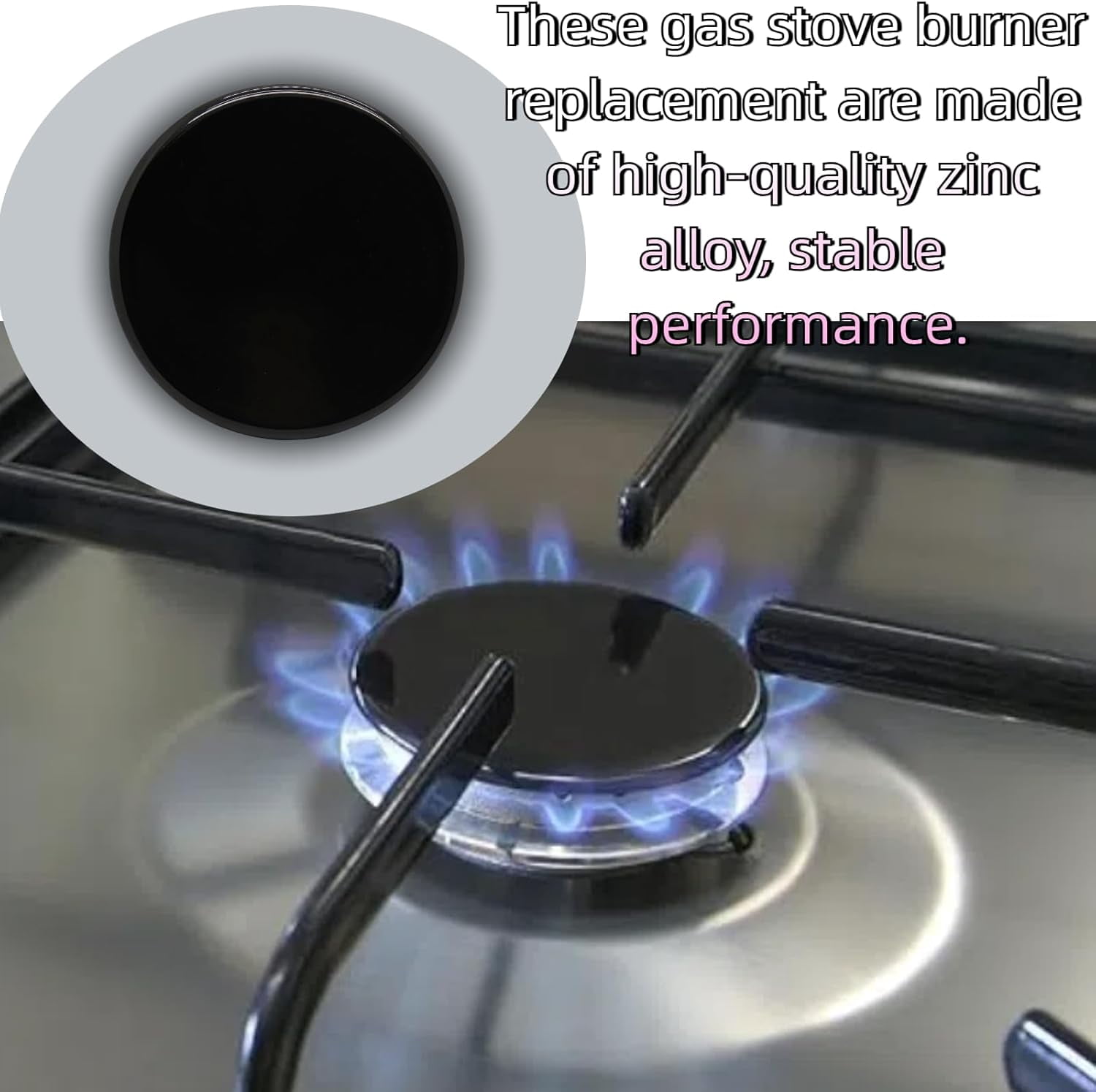 ABCISI 4-piece Gas Stove Burner Caps Covers Set, Compatible Flame Caps for Cooking, Prevent Flame Overflow with Safety and Combustion Efficiency for Various Stovetops (1Large,2Middle,1Small) (Flat)