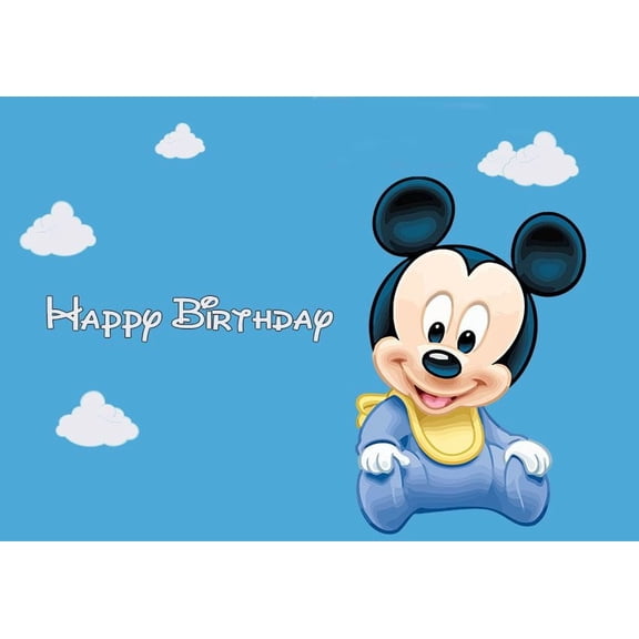 Mickey Birthday Party Banner,5 x 3ft Photography Background Vinyl Wall Decorations Supplies for Kids Boys Toddlers