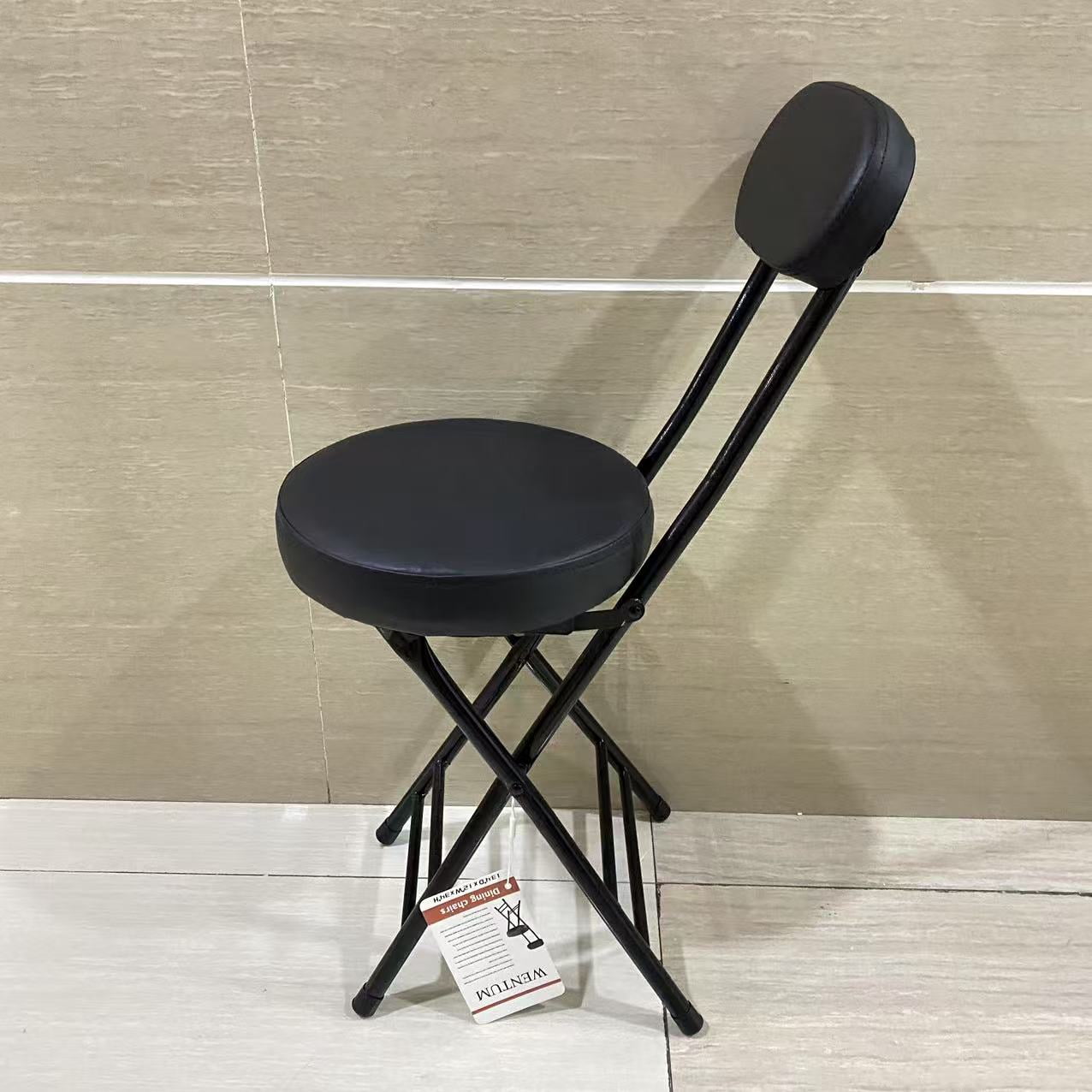 WENTUM Dining chairs,Cushioned Padded Folding Stool,23.6-Inch Counter Height Bar Stool,Portable Folding Stool with Handle for Fishing Hiking Gardening Travel BBQ