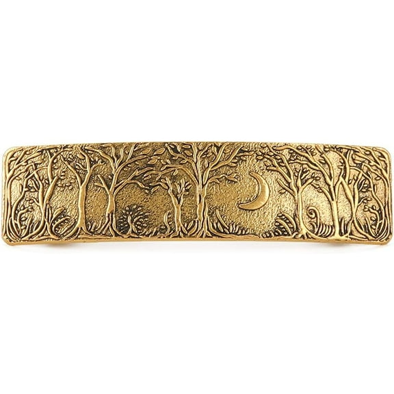 Hair Clip Large Hand Crafted Metal Barrette French Hair Clip Vintage Retro Forest Moon Protection Hairpin Women's Girls Fashion Hair Accessories Gift (Vintage Gold)