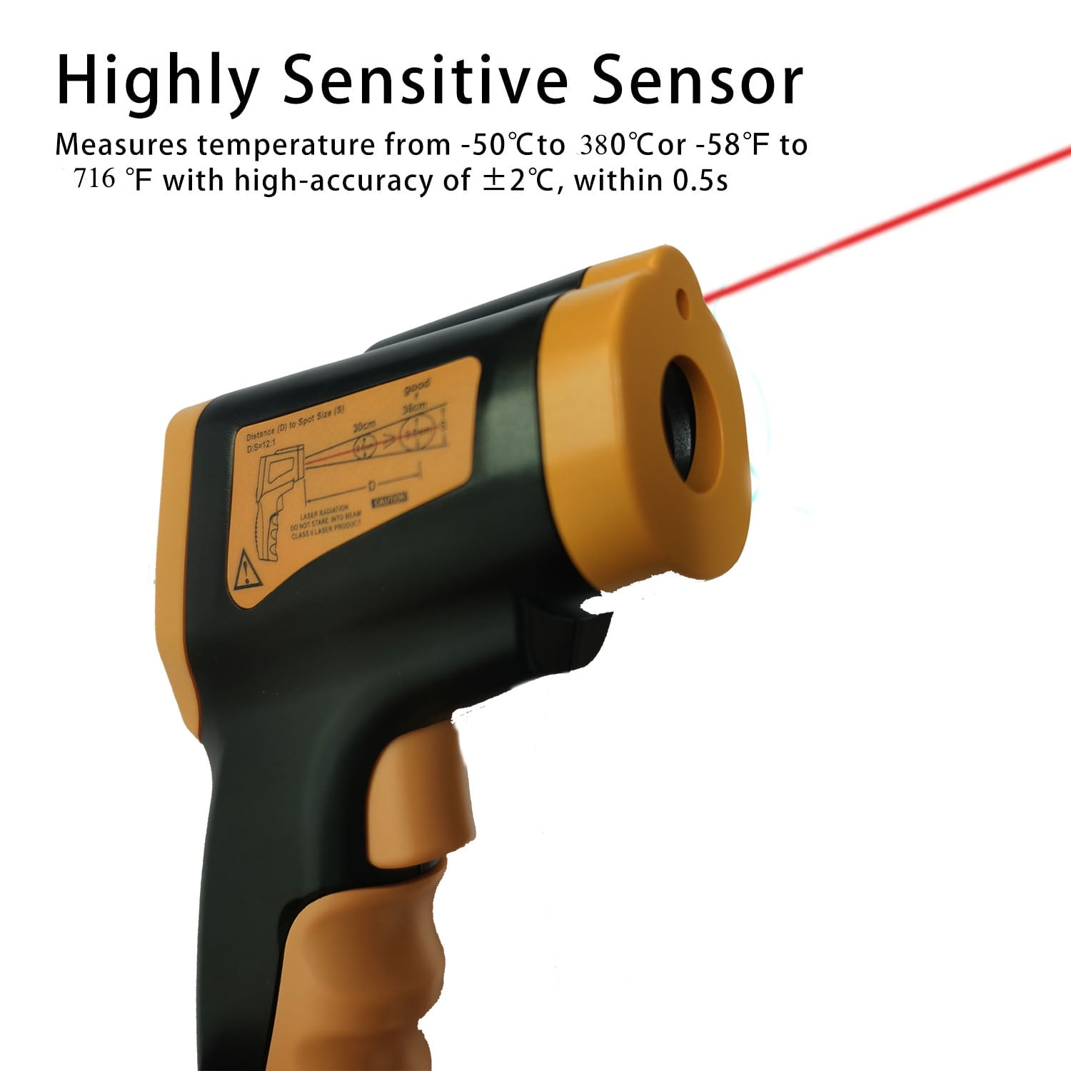 Digital Laser Infrared Thermometer Temperature Gun(No for Human) Measurement IR Point Industrial Non-Contact -58℉~ 716℉ (-50℃ ~ 380℃)