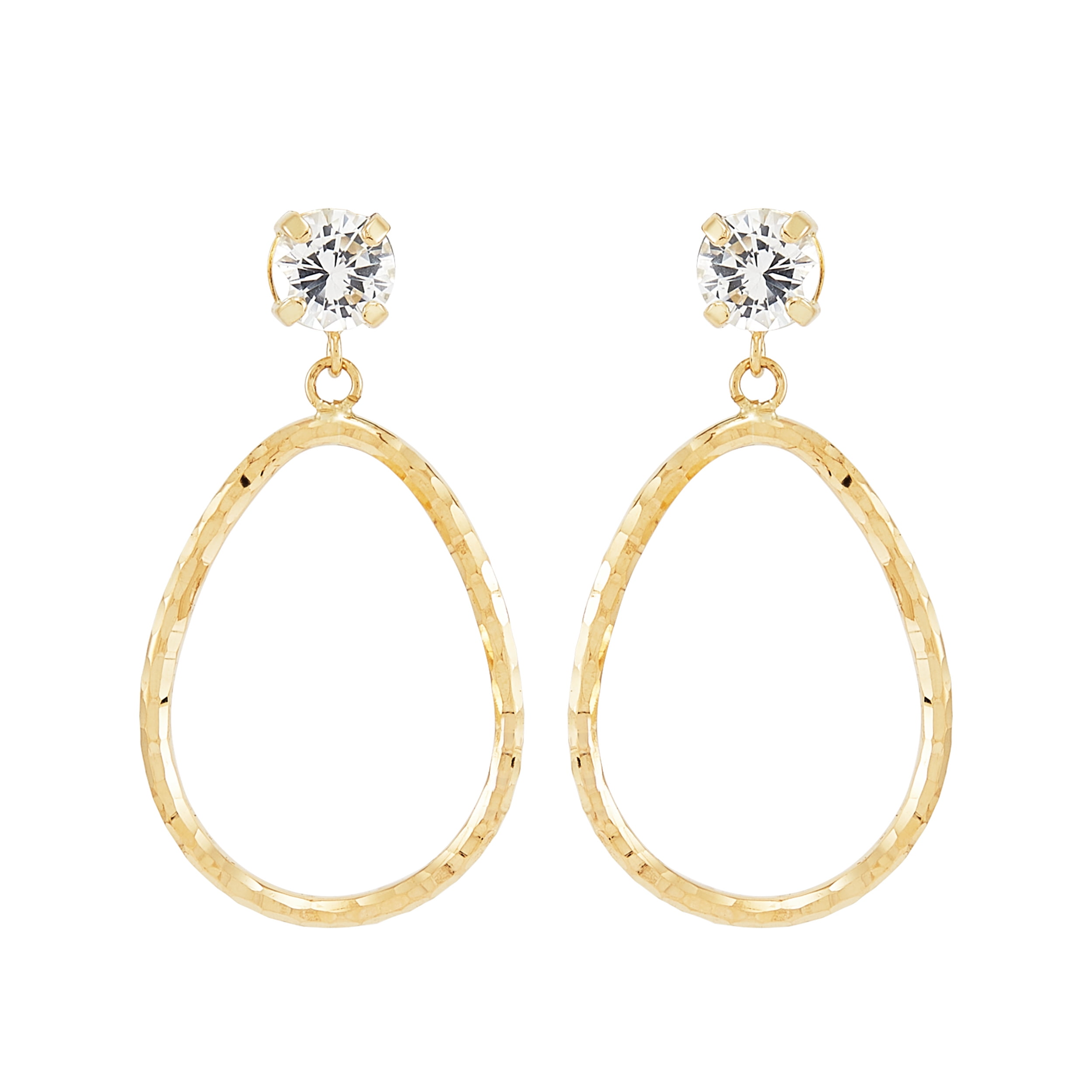 Brilliance Fine Jewelry Created White Sapphire Teardrop Earrings in 10K Yellow Gold