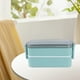 thumbnail image 5 of Lonchera Bento | Diseño de Doble Compartimento a Prueba de Fugas | Apta para Microondas y Lavavajillas | Plástico Ecológico | Contenedor de Comida Portátil y Apilable | Azul Beige | 17.5x8.3x8cm – 1, 5 of 6
