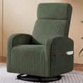 thumbnail image 3 of Renwick Corduroy Swivel Glider Chair for Living Room, All Ages, Dark Green, 3 of 9
