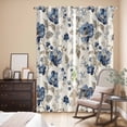 thumbnail image 3 of Blue Gray Spring Floral Kitchen Curtains 84 Inch Length, Vintage Botanical Grommet Top Bedroom Living Room Curtains, Light Filtering Cafe Curtain Drapes 2 Panels Set 84''x84'', 3 of 9