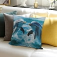 thumbnail image 3 of FCXZI Throw Pillow Cover Dolphins Water Play Party Supplies 100% Linen 18x18in, 3 of 5