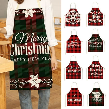 

Sleeveless Apron Stain Resistant Linen Christmas Vintage Kitchen Cooking Apron for Baking Pink Polyester Linen