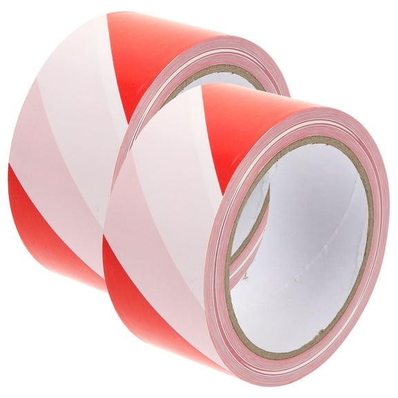 PAMINGONO Red and White Striped Safety Tape 2 Rolls for  Party and Dangerous Areas
