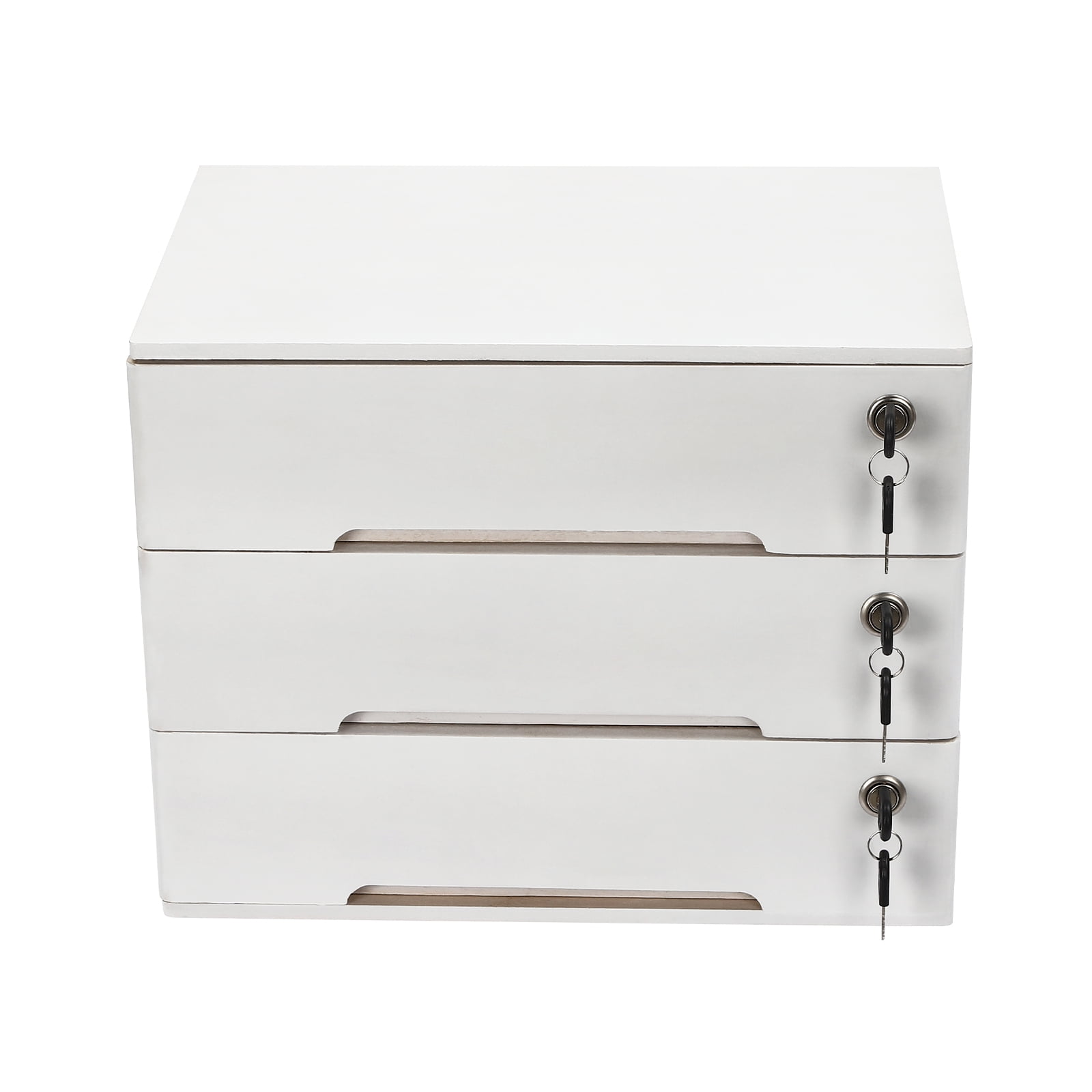Wooden Desktop Storage Box with Lockable Drawers, Office Supplies File Organizer, Flat File Cabinet  Placed In The Office, Study, Dresser