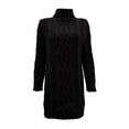 thumbnail image 4 of CharmCyan Women’s Turtleneck Long Sleeve Cable Knit Sweater Dress Chunky Pullover Loose Fit Casual Winter Wear Black L, 4 of 5