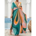 thumbnail image 5 of Bsubseach Colorful Kaftan for Women Geometric Bathing Suit Coverups Casual V Neck Beach Dress, 5 of 10