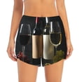 thumbnail image 2 of Balery Two Bottles Of Red And White Wine Pantalones cortos deportivos para mujer con forro y dos bolsillos, elásticos, para entrenamiento, gimnasio, yoga-Small, 2 of 7
