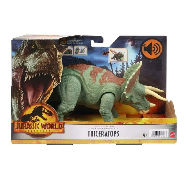 Dinosaurio de juguete MATTEL Jurassic World Triceratops. Ruge y Ataca