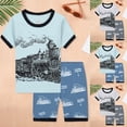 thumbnail image 4 of Toddler Boys Clothes Baby Boy Summer Outfits Kids Spring Cotton Contrast Color Printed Short Sleeved Beach 1t 2t 3t 4t 5t 6t T Shirts Tops Shorts Set Tank And With Pockets 2-Piece, 4 of 9