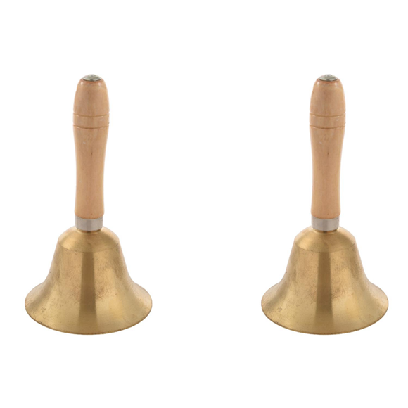 2X Solid Brass Wooden Handle School Reception Dinner Wood Shop Hotel Hand Gold