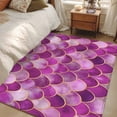 thumbnail image 5 of Retro Washable Area Rugs 2.7'x5', Purple Wavy Lines Ocean Low Pile Throw Living Room Rug Non-Slip Sturdy Edge Binding Carpet for Indoor Entryway Bedside Kitchen, 5 of 9