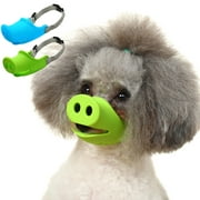Lomubue Adjustable Cute Pig Nose Anti-Bite Anti-Bark Small Dog Pet Muzzle Mouth Cover, Blue S