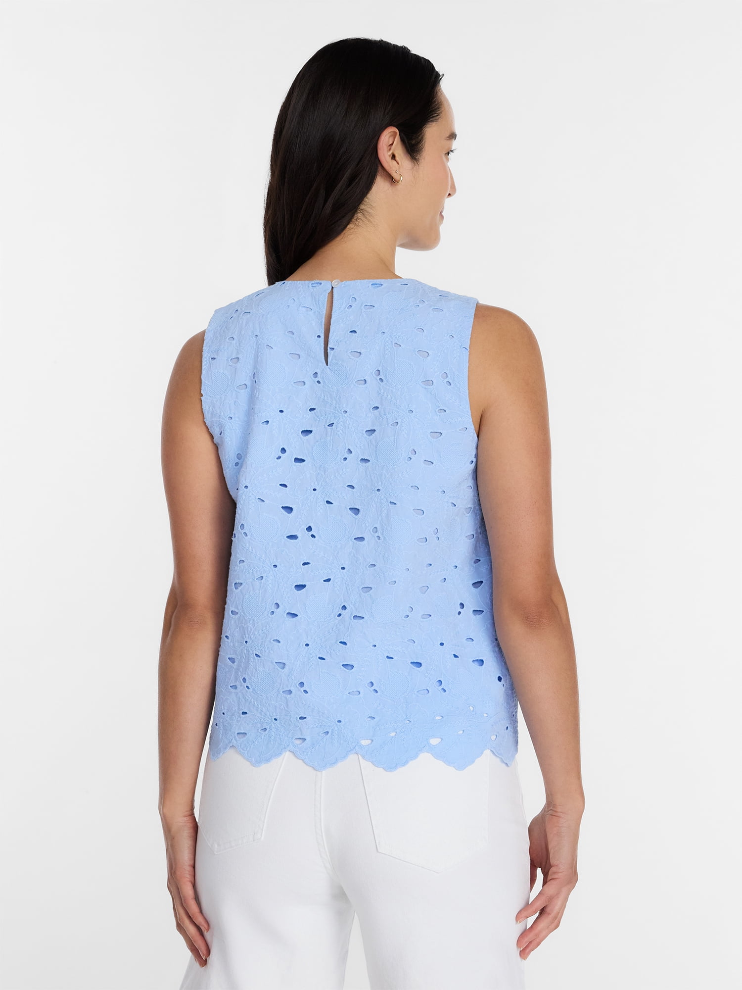 Time and Tru Women's Eyelet Embroidered Top, Sizes XS-4X