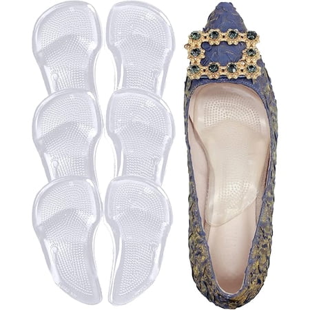 Transparent Arch Support Insoles - Gel Orthotic Inserts for Flat Feet & Plantar Fasciitis Relief | Adhesive Arch Pad for Relieve Pressure and Feet Pain for Men/Women(4.8"x2.6" Clear 3Pairs)