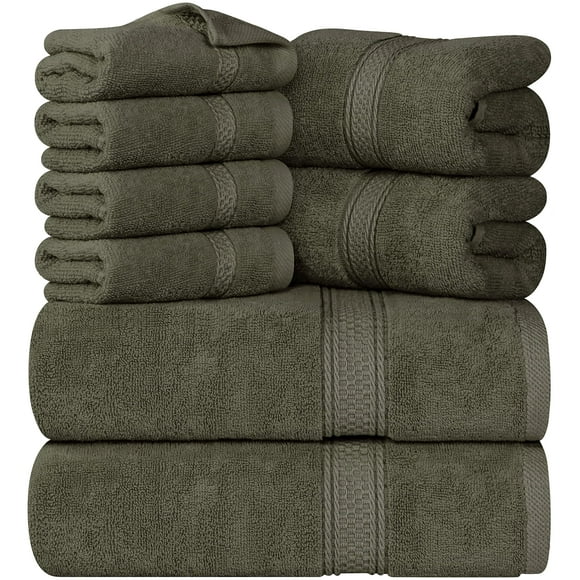 Utopia Towels 8-Piece Premium Towel Set 2 Bath Towels 2 Hand Towels and 4 Wash Cloths 600 GSM 100% Ring Spun Cotton Highly Absorbent Towels for Bathroom Gym Hotel and Spa (Dusty Olive)