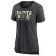 thumbnail image 2 of Women's Fanatics Branded Heathered Charcoal New Orleans Saints Neck And Neck Scoop Neck T-Shirt, 2 of 3