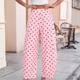 thumbnail image 7 of JFGHDG Polka Dot Pants for Women Summer Boho Beach Elastic Waist Wide Leg Palazzo Cotton Linen Barrel Pants with Pockets Vacation Wear Pink 3XL, 7 of 7