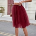 thumbnail image 5 of BRDFRL Women A-Line Tulle Skirt Tutu Knee Length Wine M, 5 of 6