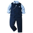 thumbnail image 3 of Wdgfv Stylish Baby Boy Gentleman Suit Set Long Sleeve Jacket Shirt Pants Bow Tie Formal Outfit Blue 12-18 Months, 3 of 9