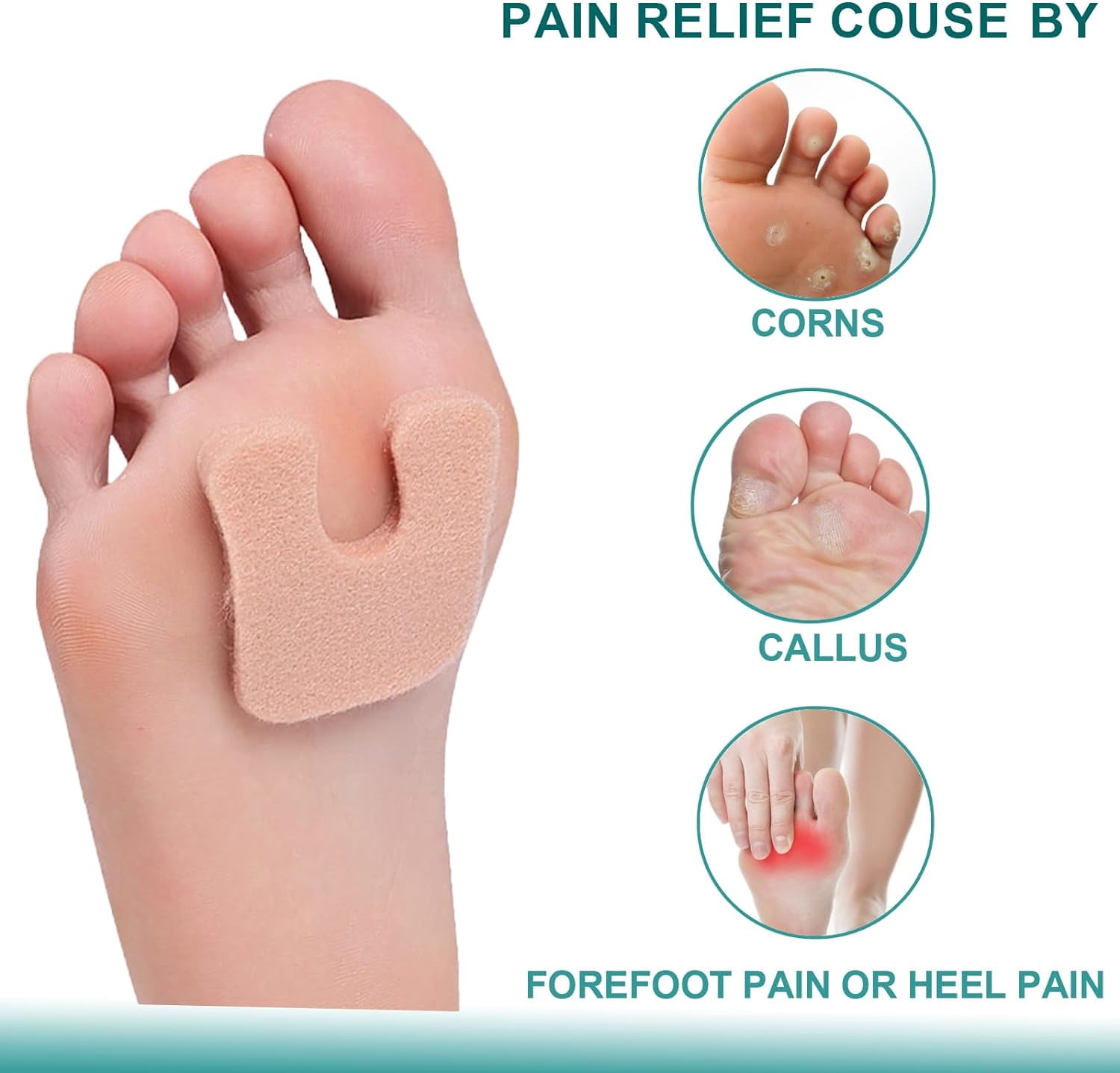 Horseshoe Pads for Feet Metatarsal Callus Cushions U-Shape Felt Pads 60 Pieces