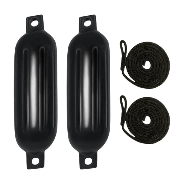 2x Defensas para Barco 6mm x 1.5M Cuerdas Ojales Dobles Accesorios para Barcos Anticolisión para Cuerda Negra G0 Negra