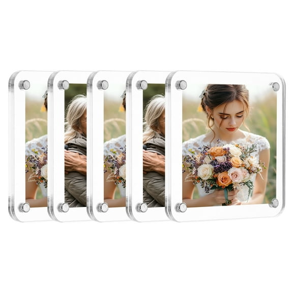 Uxcell 5 Pcs Acrylic Fridge Magnetic Frame 3.1 x 3.1 Inch Clear Square Fridge Magnets
