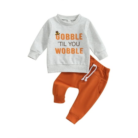 

Mioliknya Toddler Boys Thanksgiving Letter Print Tops and Drawstring Pants Sets