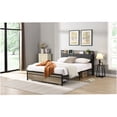 thumbnail image 2 of Queen Upholstered Platform Storage Bed Frame with USB Ports, High Clearance Underbed Storage, No Box Spring Needed, Black and Gray Modern Design, 2 of 10
