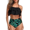 thumbnail image 2 of Tempt Me Trajes de baño de dos piezas para mujer, bikini de cintura alta, con volantes y control de barriga, trajes de baño halter, 2 of 4