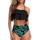 thumbnail image 2 of Tempt Me Trajes de baño de dos piezas para mujer, bikini de cintura alta, con volantes y control de barriga, trajes de baño halter, 2 of 4
