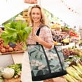 thumbnail image 6 of WOBOGO Malus Spectabilis Tote Cooler Bag Fold Flat Insulated Shopping Bag With Zipper For Work Picnic Beach Use 18×6.7×24in, 6 of 8